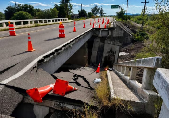Colapsa puente de la México 15 a la altura de Pericos, Mocorito